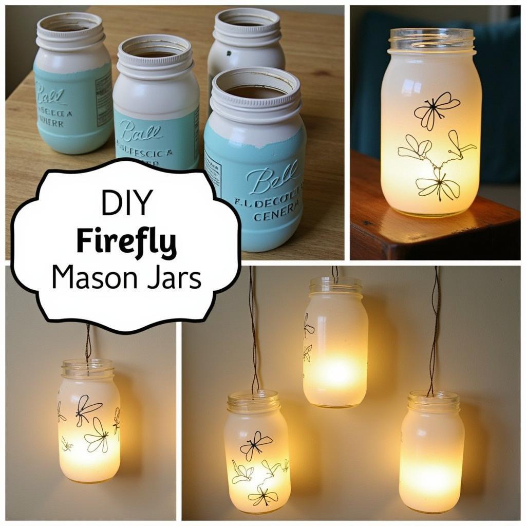 DIY Firefly Mason Jar Lanterns: A step-by-step guide to creating charming firefly-themed lanterns using mason jars and string lights, perfect for adding a rustic touch to any space.