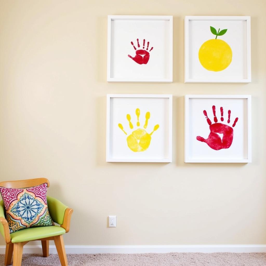 DIY Fruit Print Wall Art in a Kid's Room