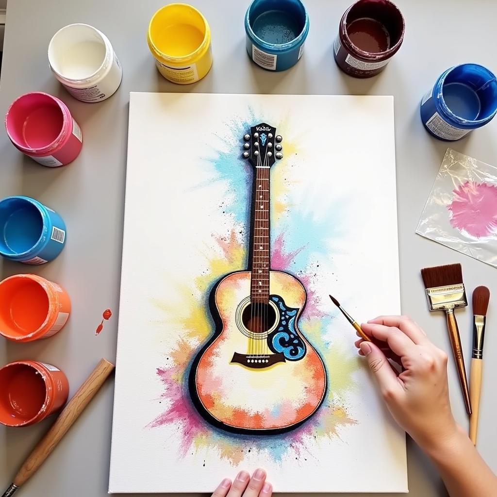 DIY Guitar Canvas Art Abstract Design