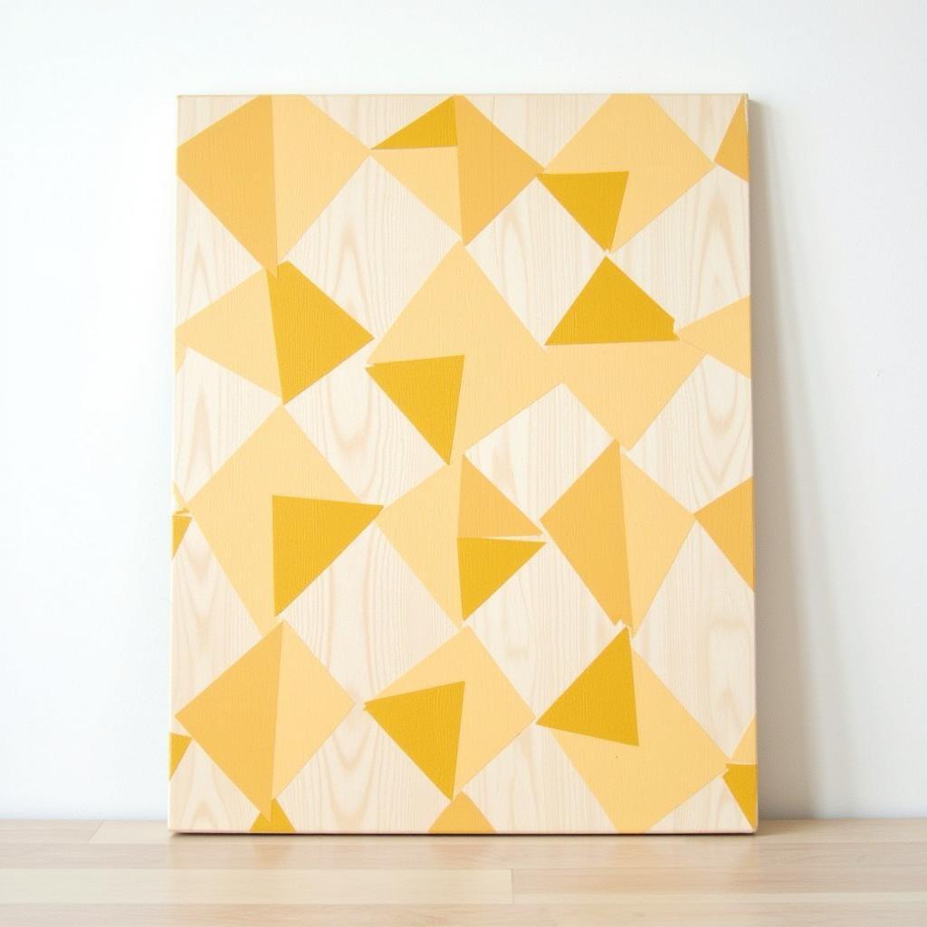 DIY Mustard Geometric Wall Art on Wood Panel