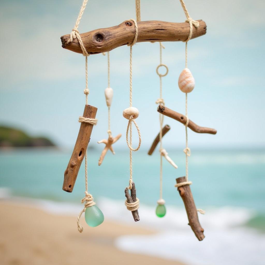 DIY wooden beach wall art mobile