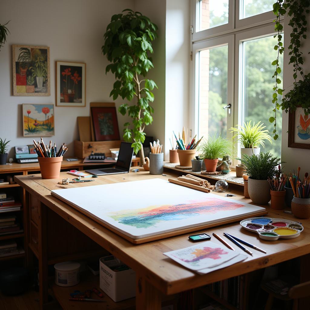 Drafting Table Art Studio Setup