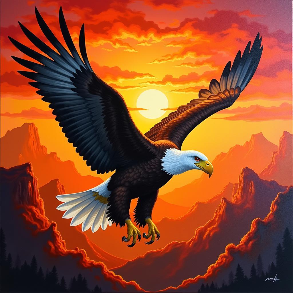 Eagle in Flight - Large Bird Art on Canvas