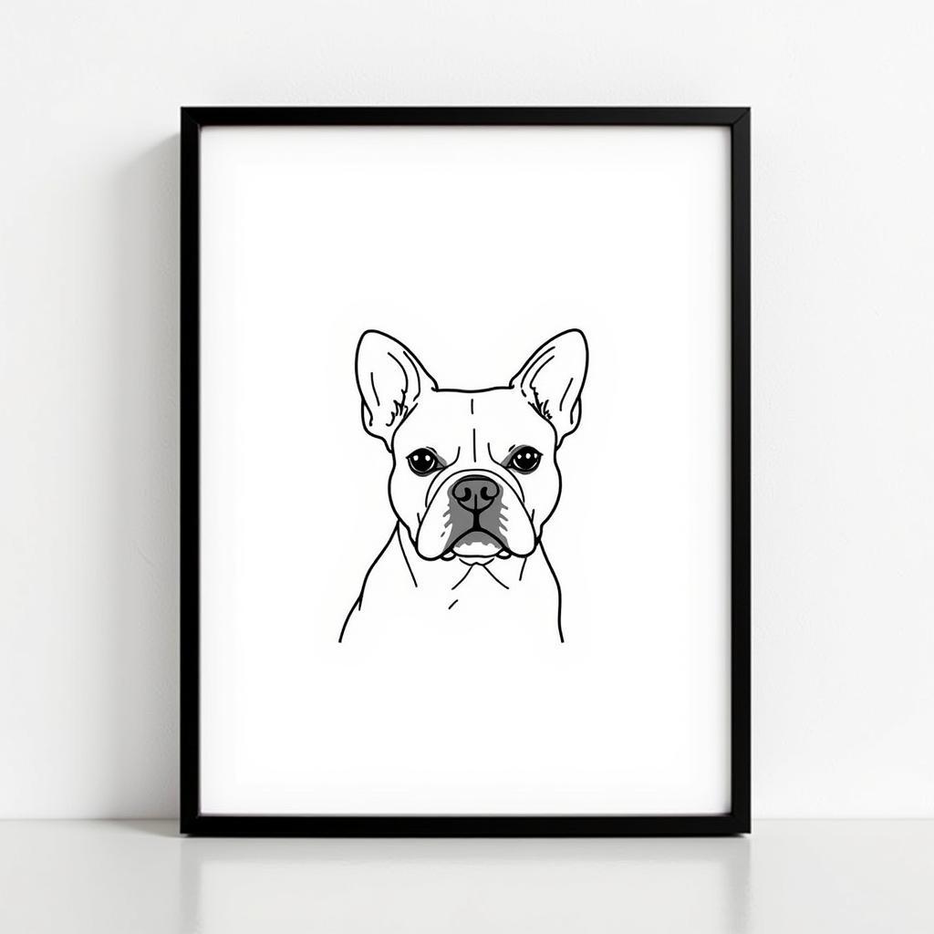 English Bulldog Minimalist Line Drawing Framed Print