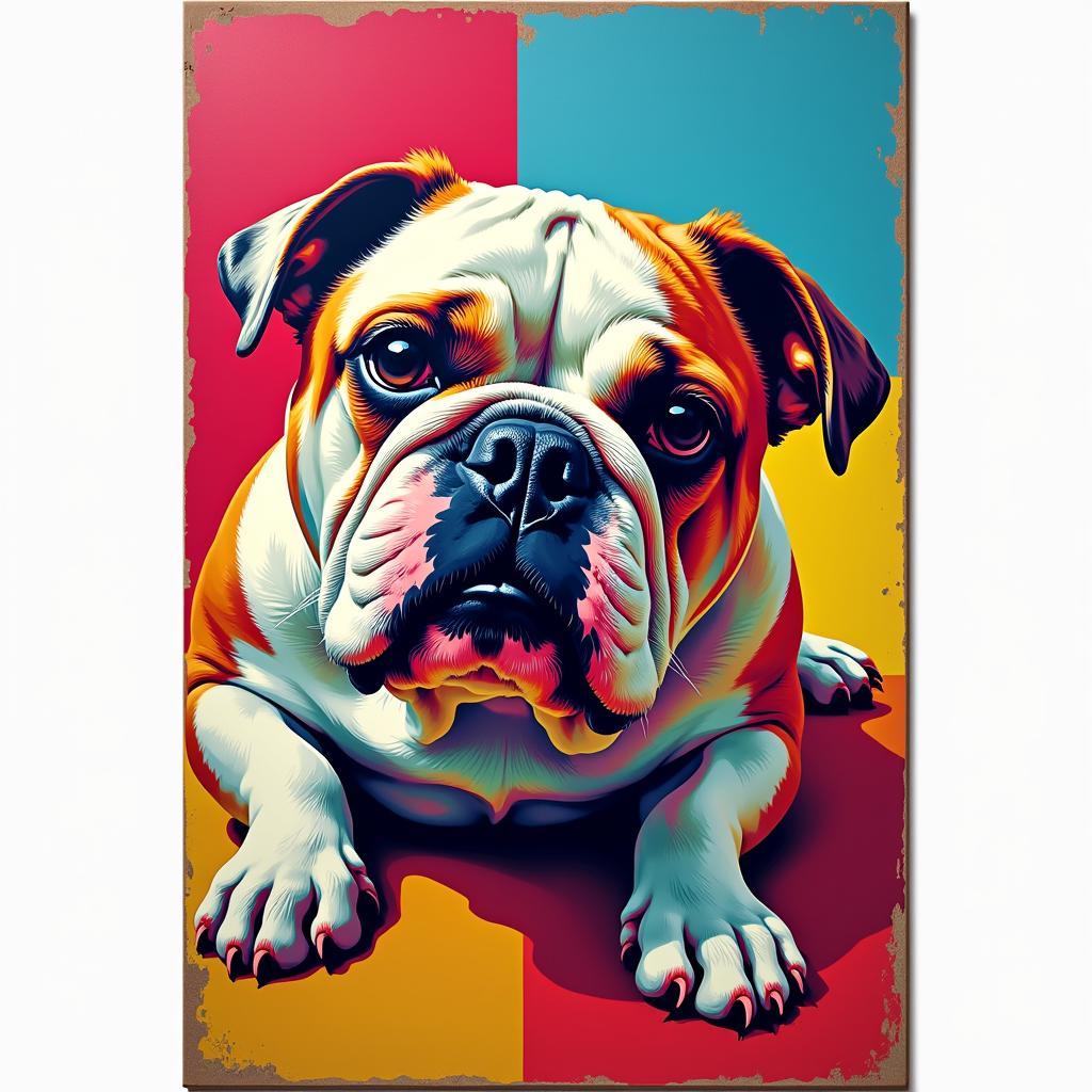 English Bulldog Pop Art Metal Print