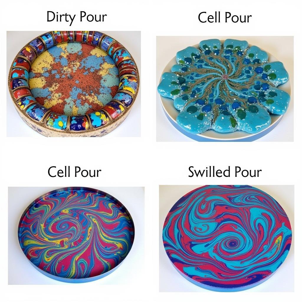 Various epoxy resin art pouring techniques