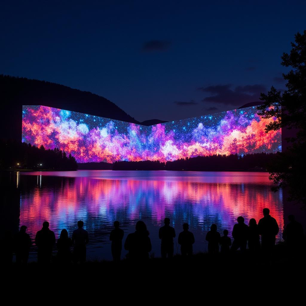 Projection Mapping on Lake Surface at Excelsior Art on the Lake