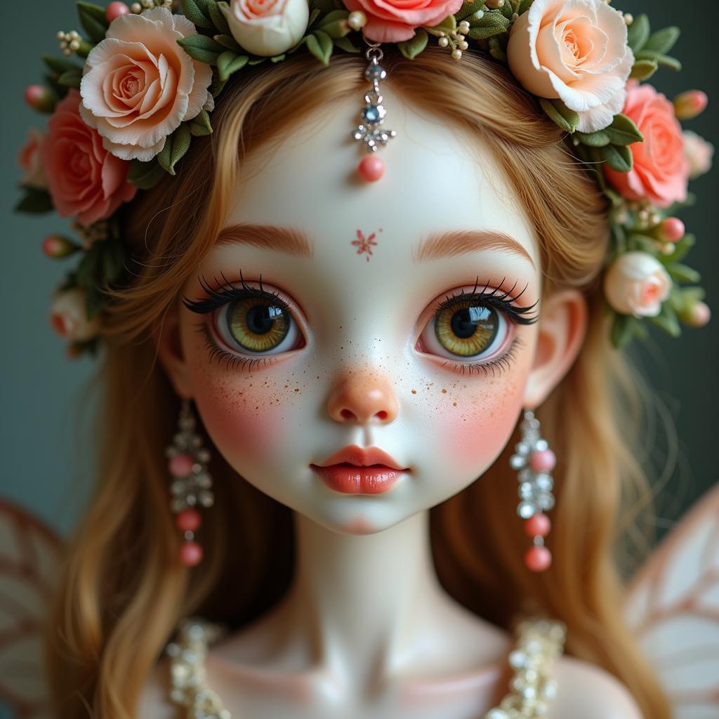 Close-up of a fairy art doll