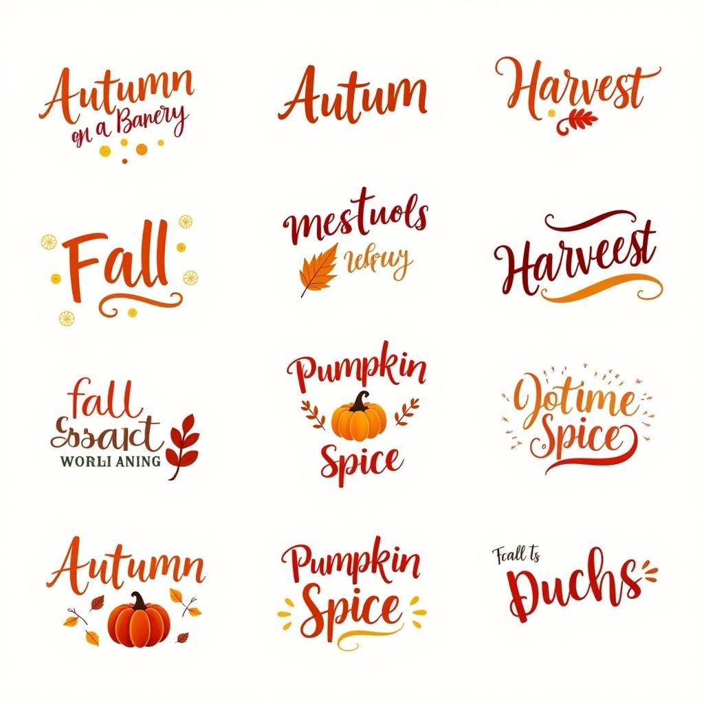 Fall word art incorporating autumn leaves and warm-toned typography.