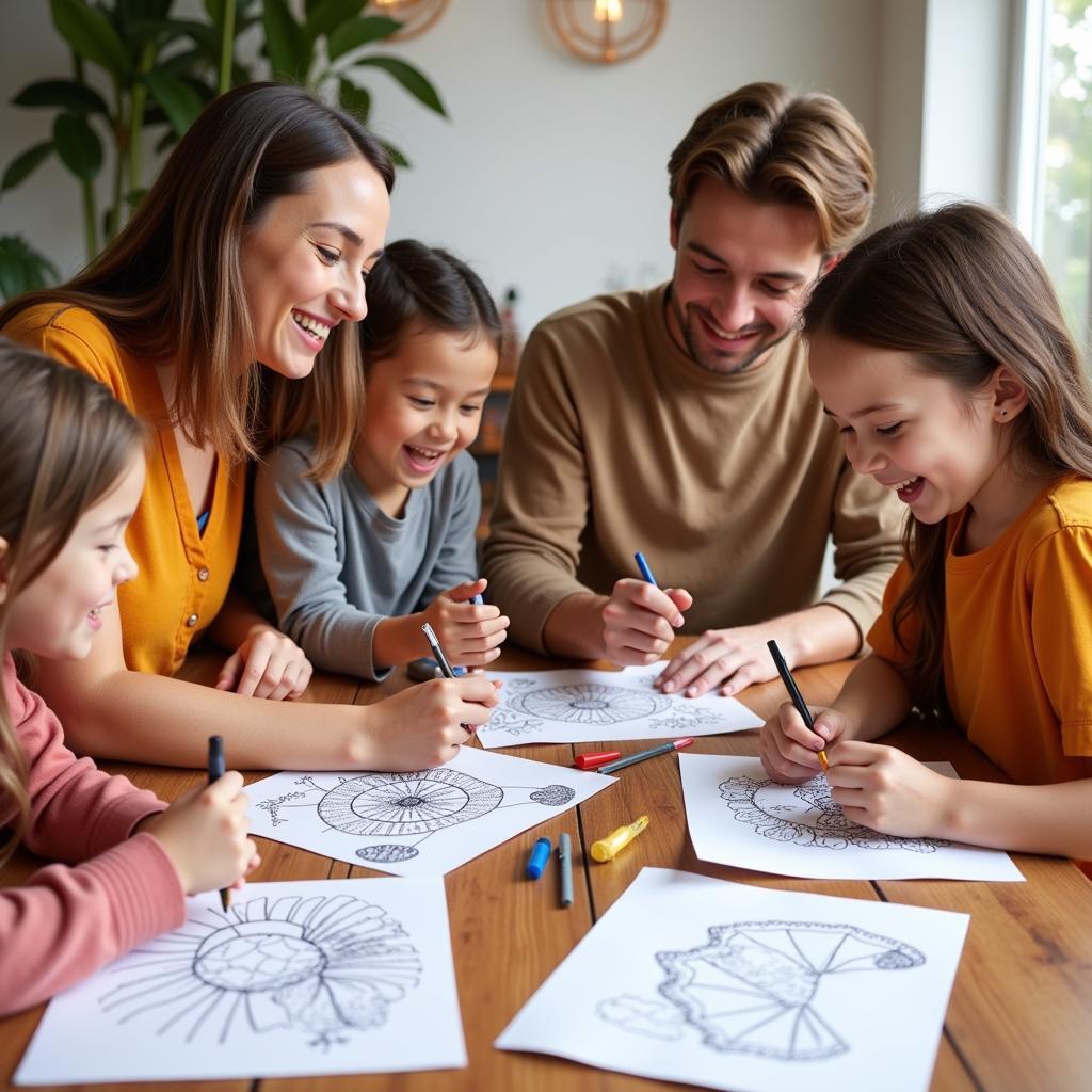 Family Enjoying Thanksgiving Cartesian Art