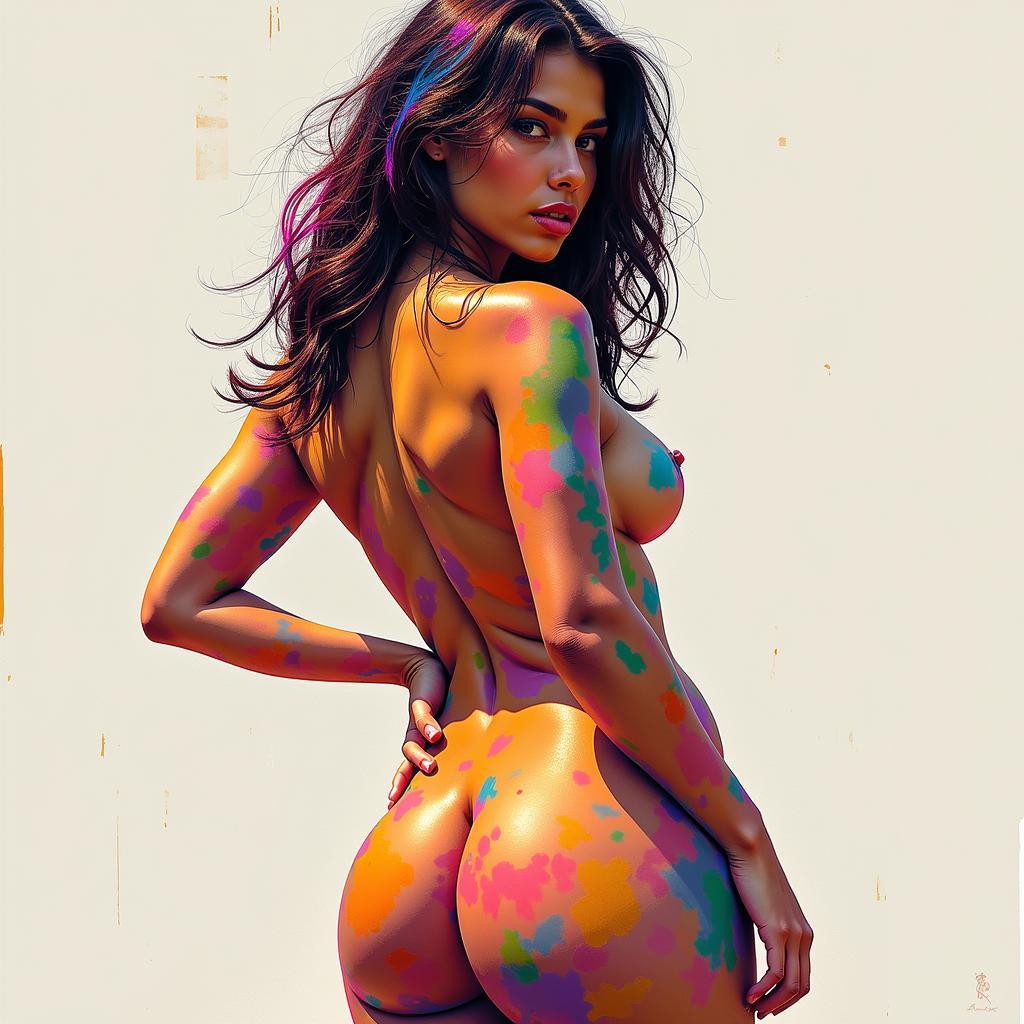 Female nude in digital painting