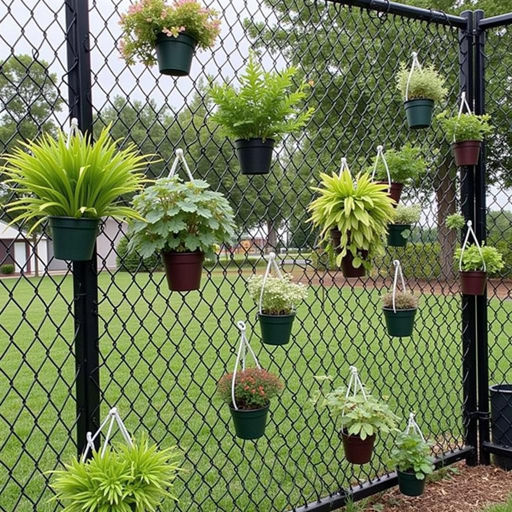 Fence Art Cups with Hanging Plants