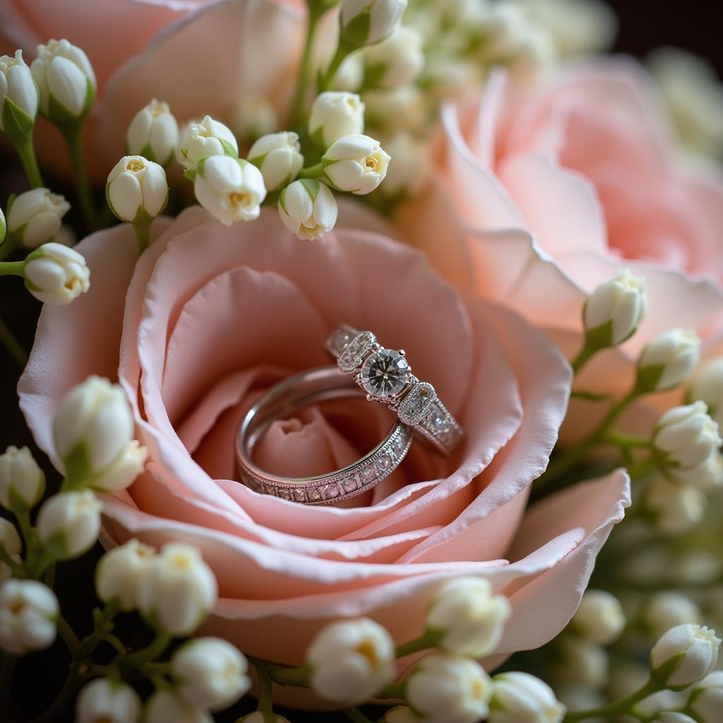 Fine Art Wedding Photography: Detail Shot of Rings and Flowers