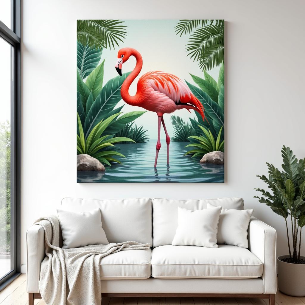 Flamingo Canvas in a Living Room