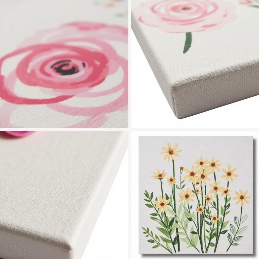 Close-up of Floral Canvas Prints Showing Texture and Detail