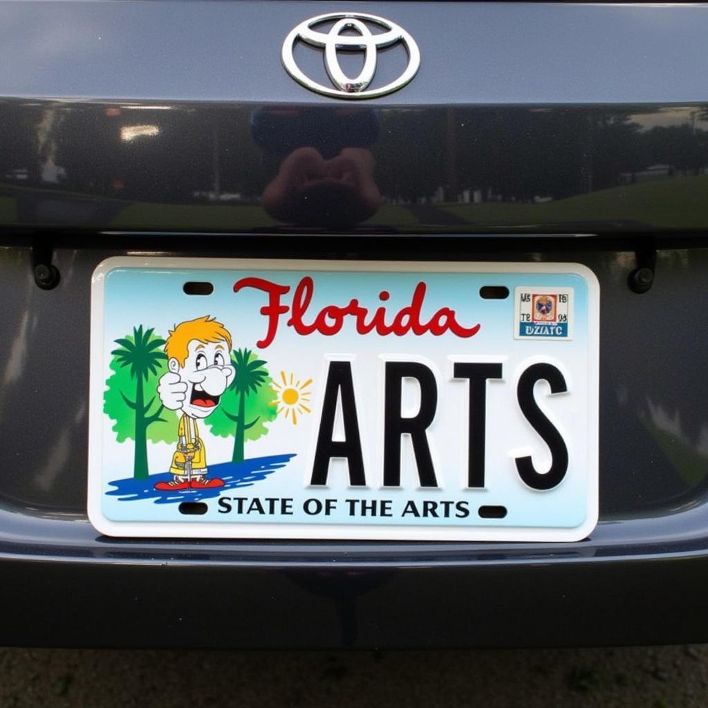 Florida State of the Arts License Plate Displayed on a Car