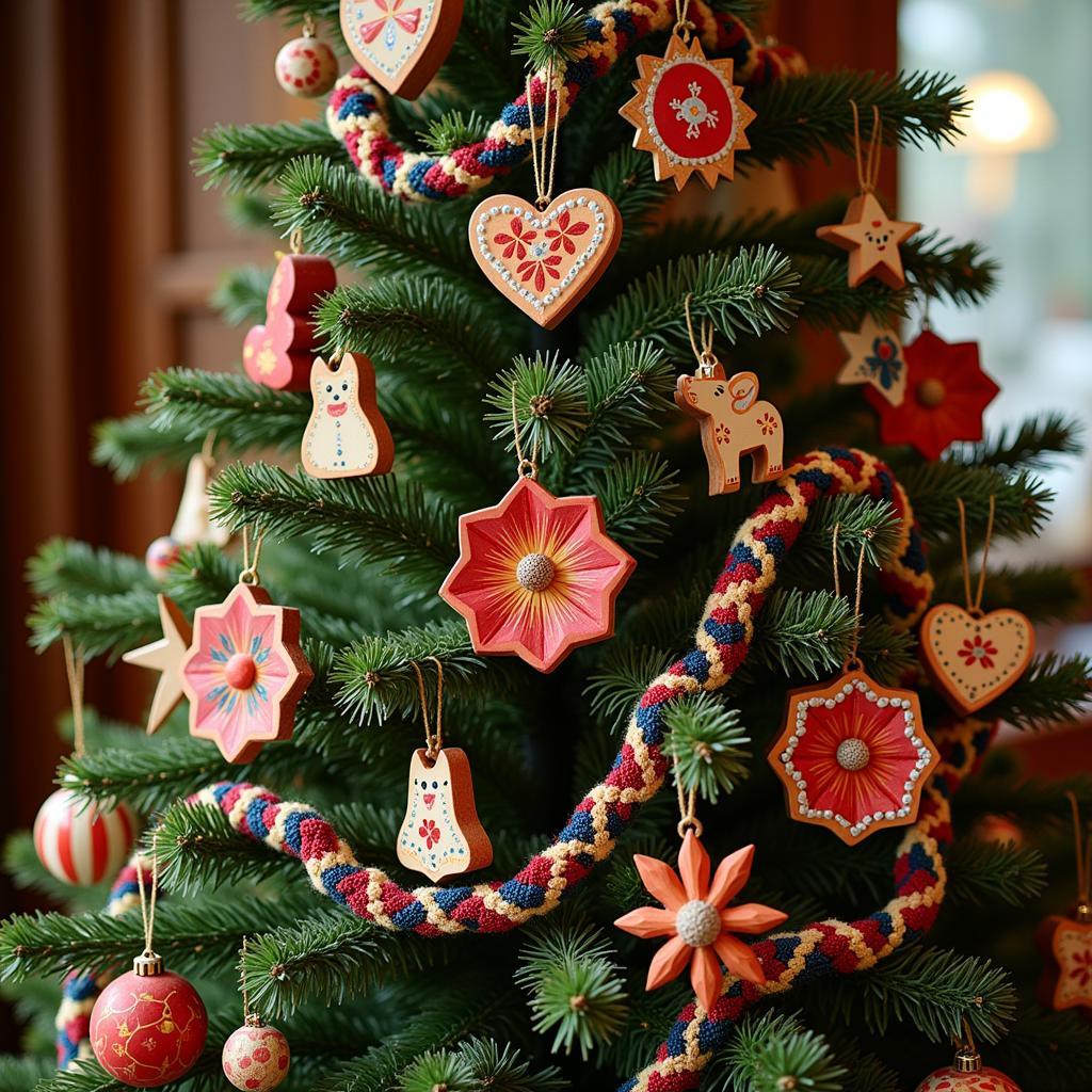 Folk Art Inspired Christmas Tree Decorations