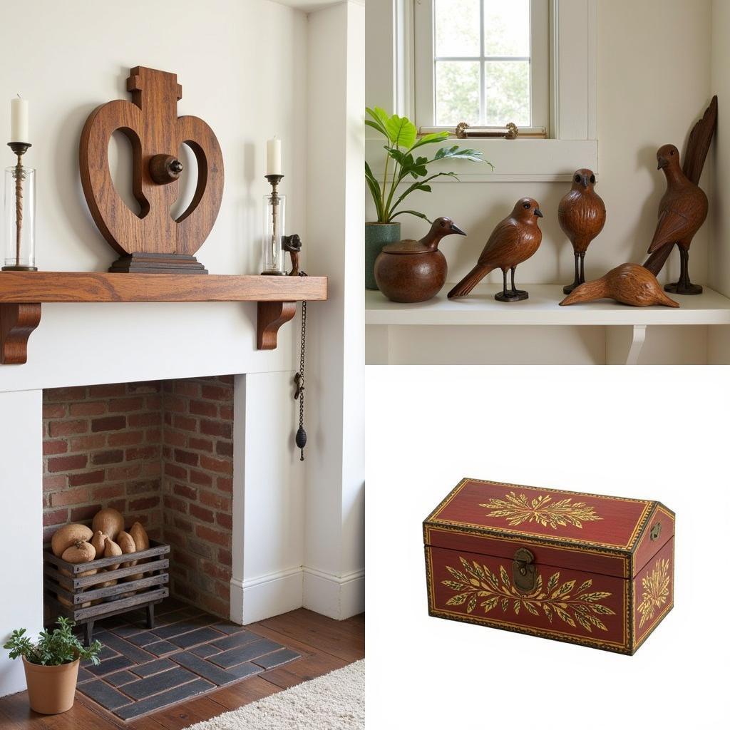 Examples of folk art wood integrated into home decor