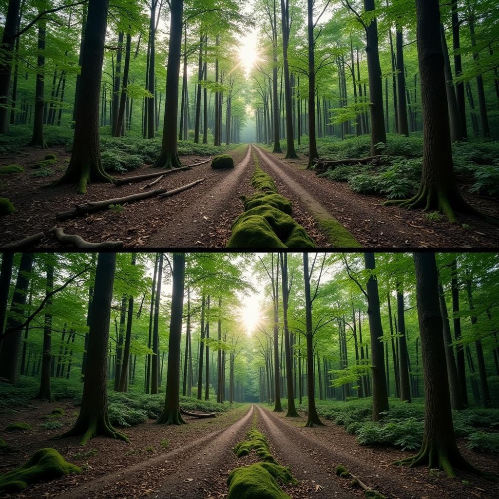 Composition techniques in digital forest scenery art