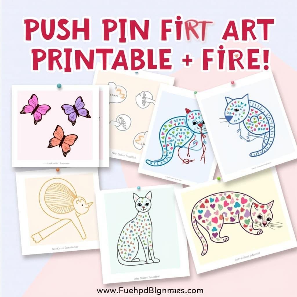 Free Push Pin Art Printables Featuring Animal Designs