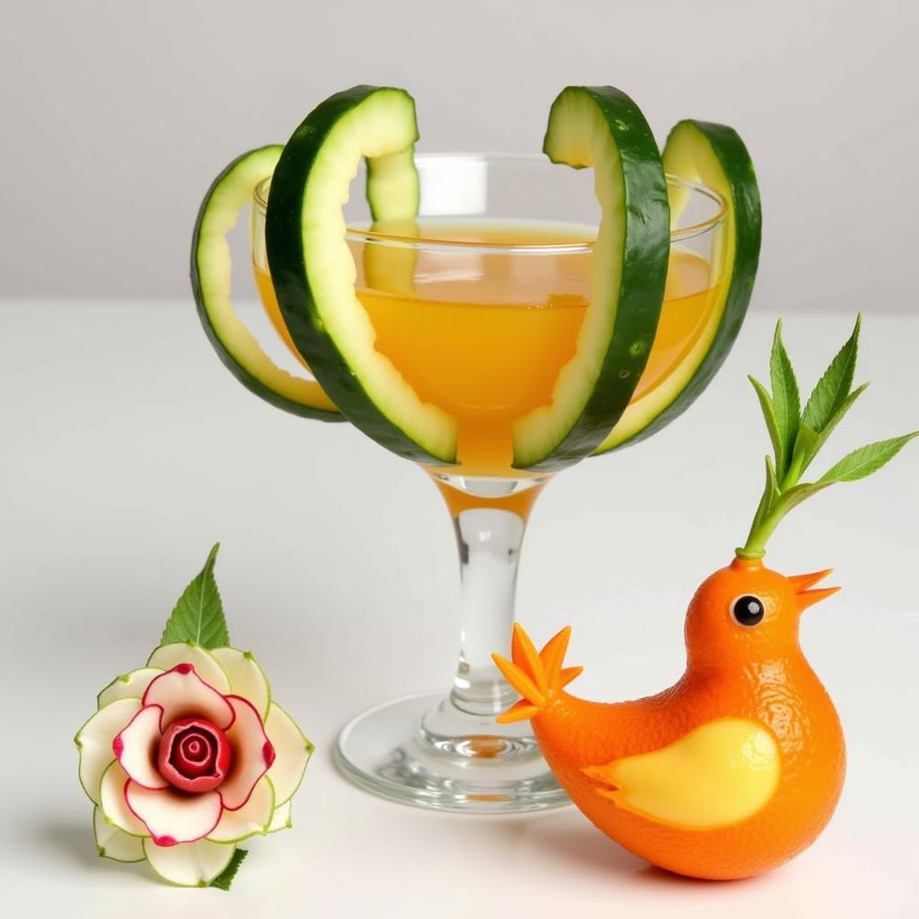 Intricate Fruit and Vegetable Garnishes