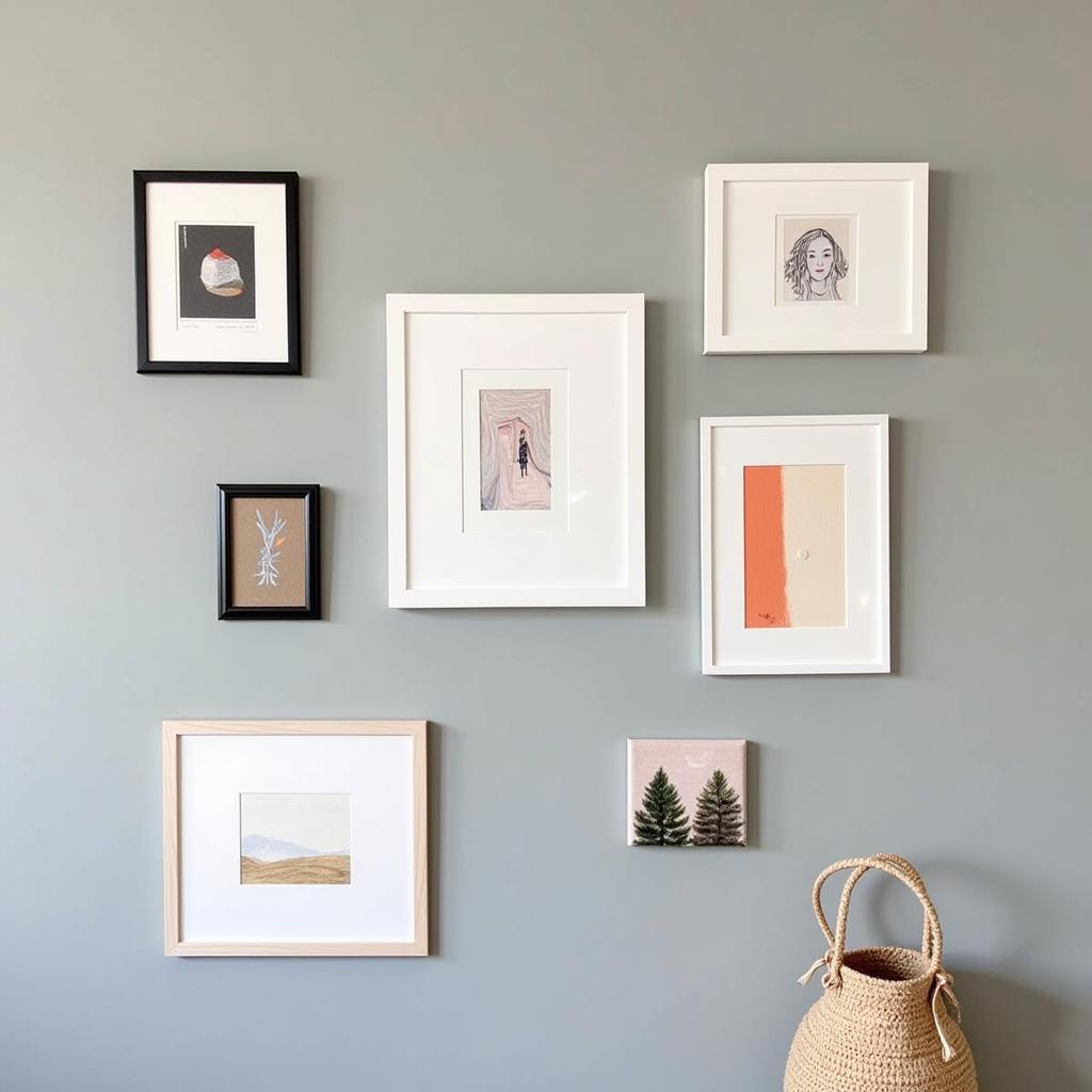 Gallery Wall with Set of Six Mixed Media Art