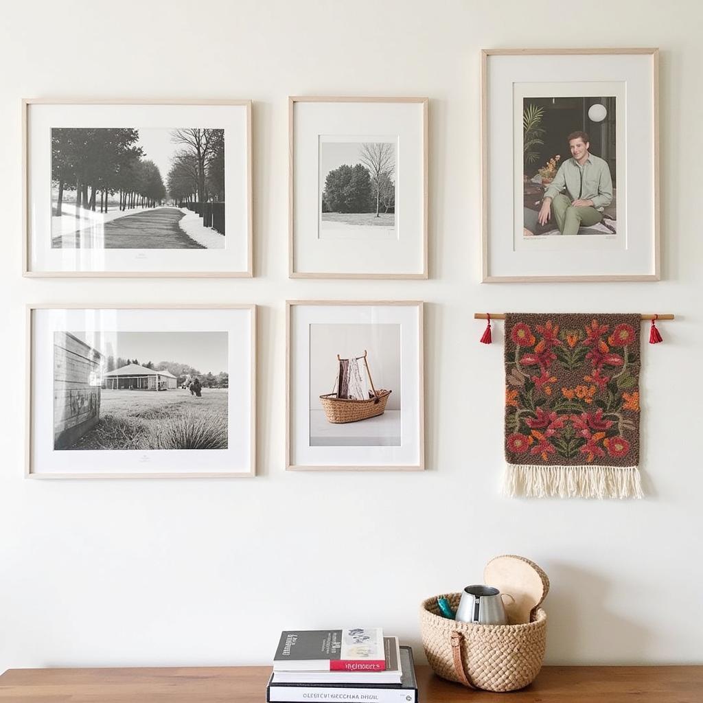 Gallery Wall with Textile Art and Prints