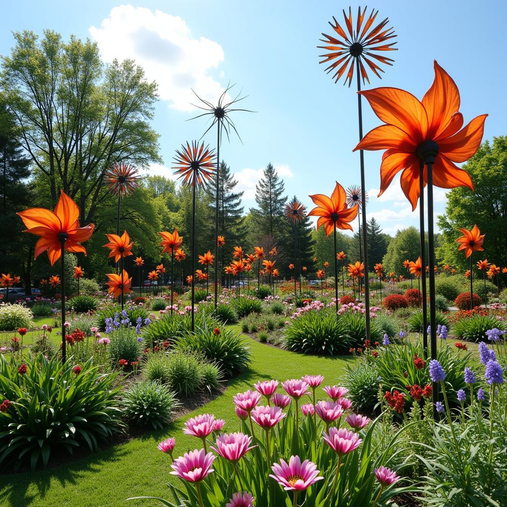 Garden Adorned with Wind Spinners