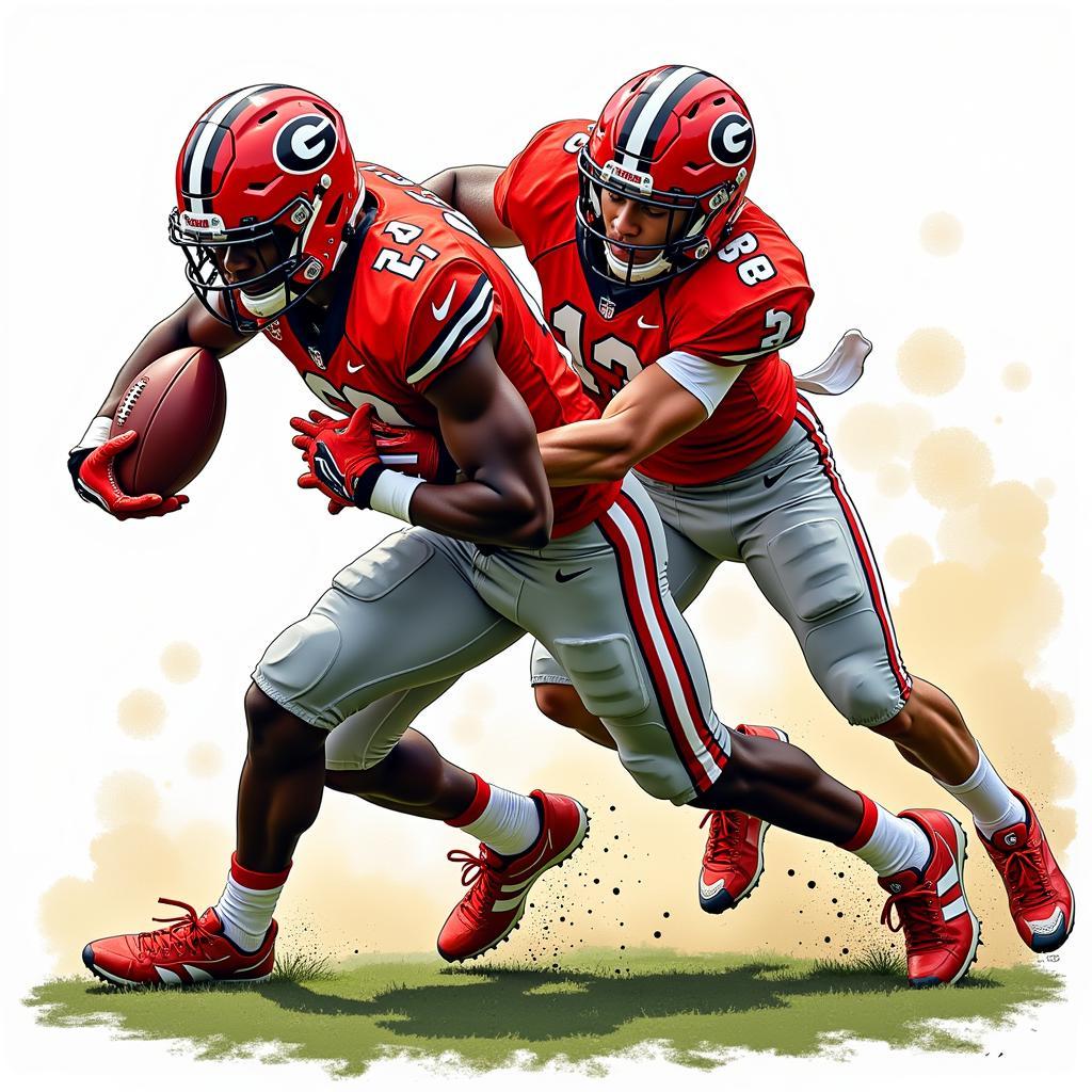 Digital Illustration of Georgia Bulldogs Player by Local Artist