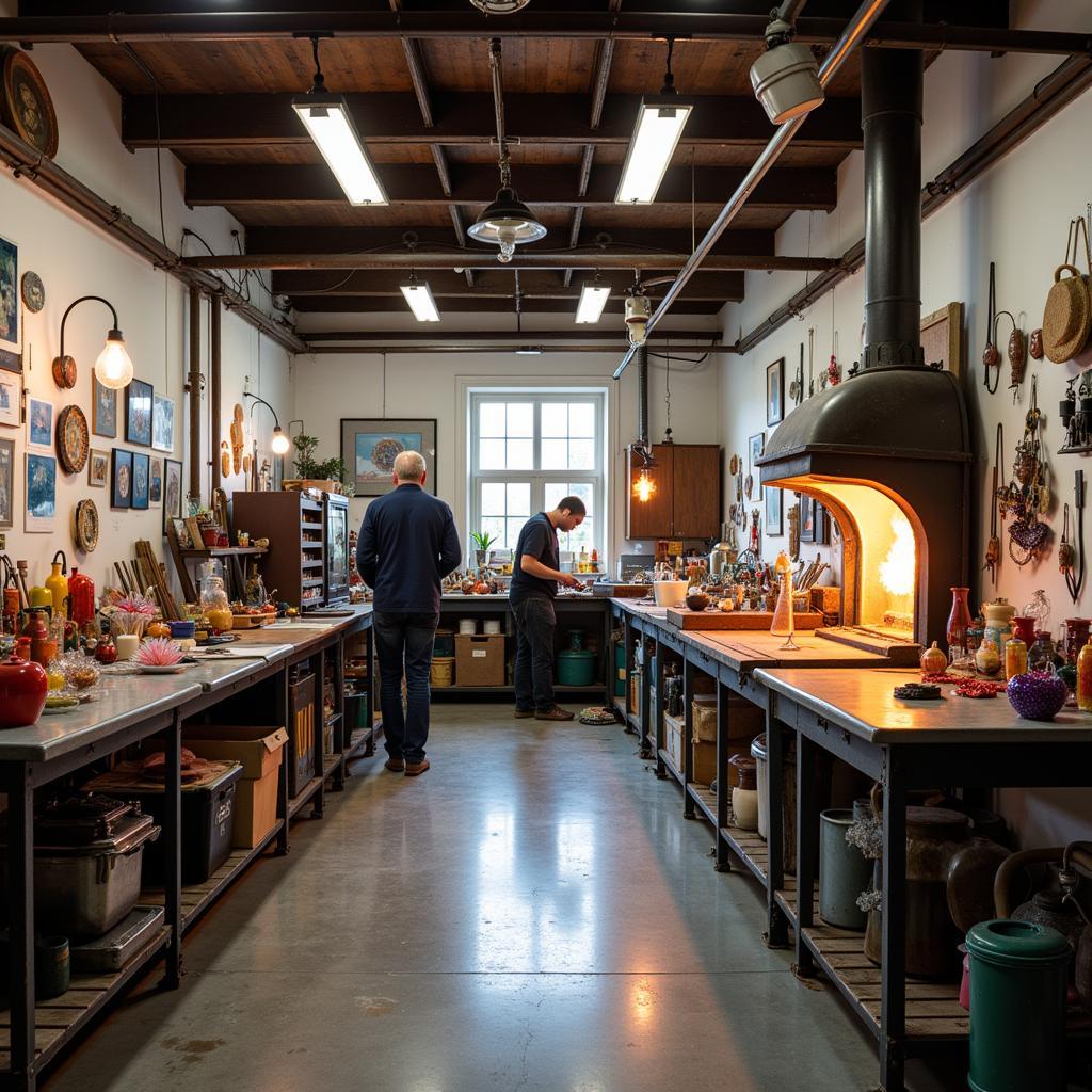 Glass Art Studio with Artist