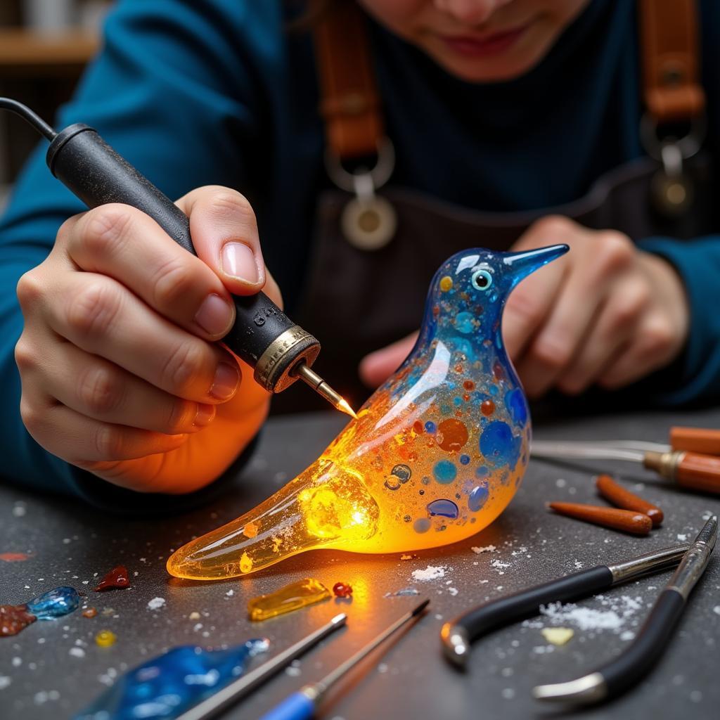 Glass Bird Sculpture Creation Process