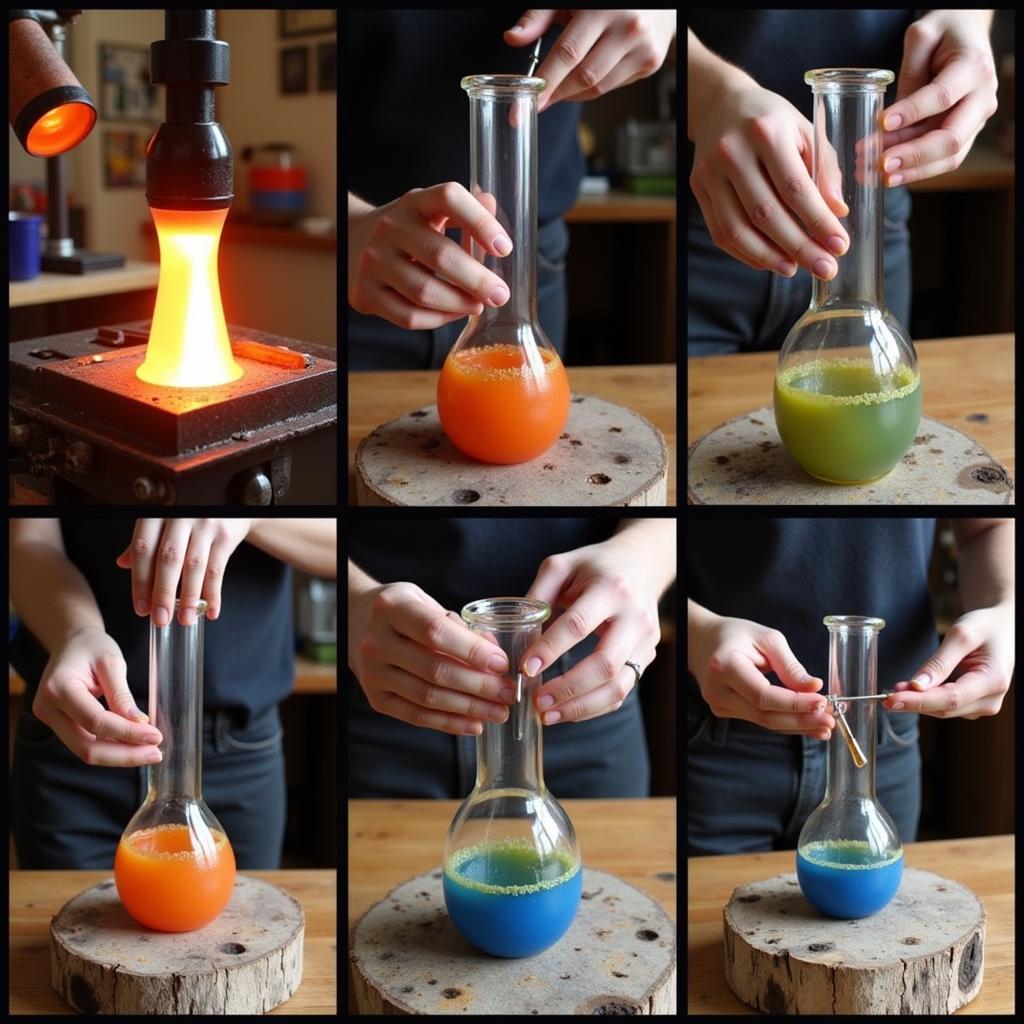 Glass blowing techniques used in the creation of art bongs.