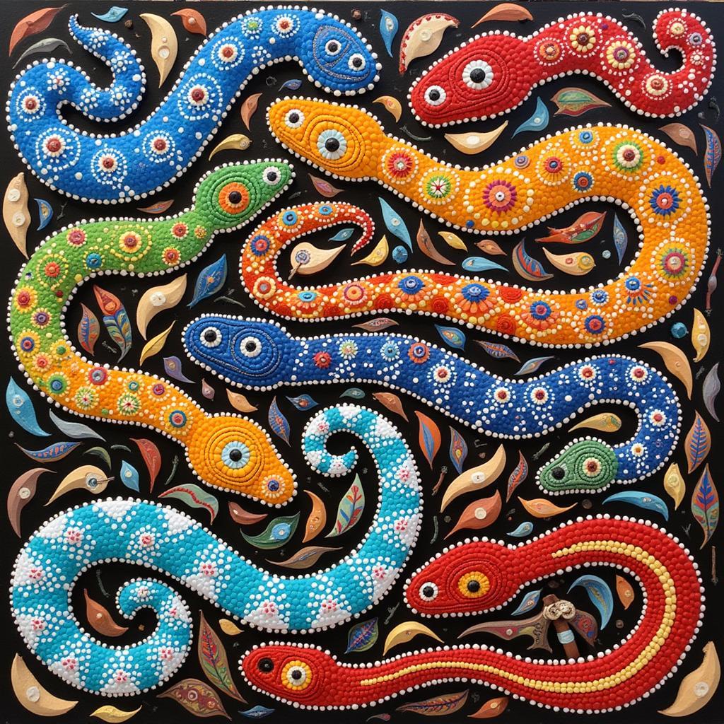 Global Folk Art Snake Styles: A visual journey through diverse artistic interpretations of snakes across the world.