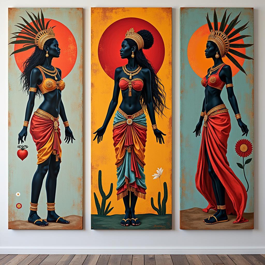 Goddess wall art representing diverse cultures and their unique interpretations of feminine divinity.