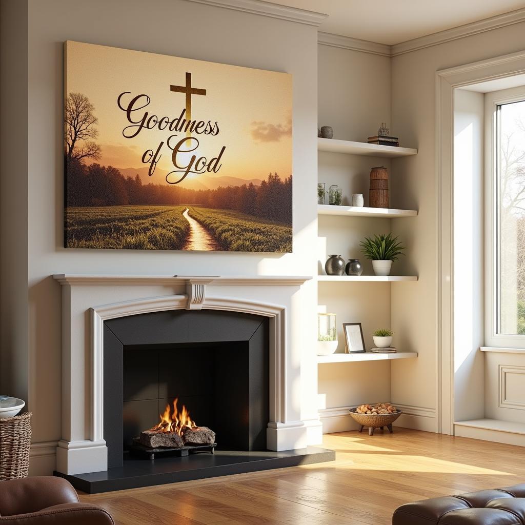 Goodness of God Canvas Wall Art displayed in a living room