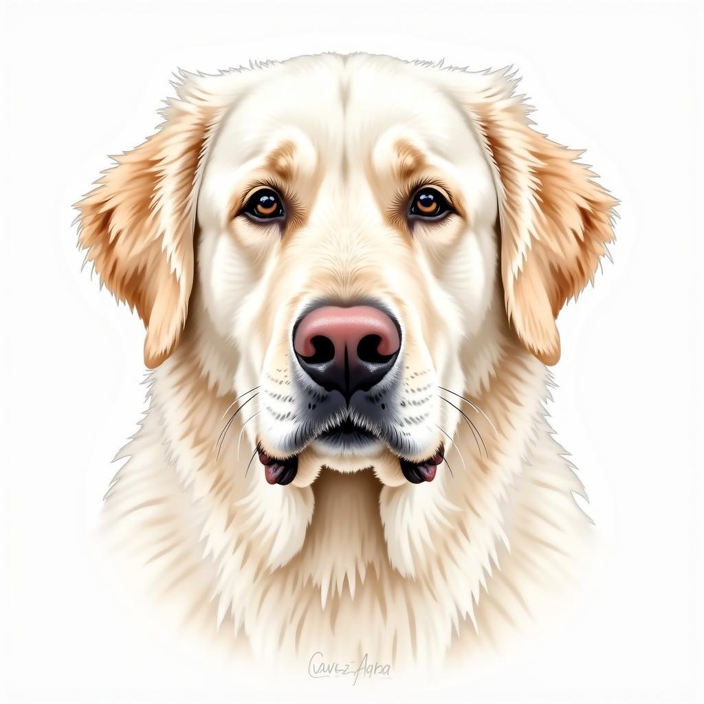 Great Pyrenees Watercolor Portrait