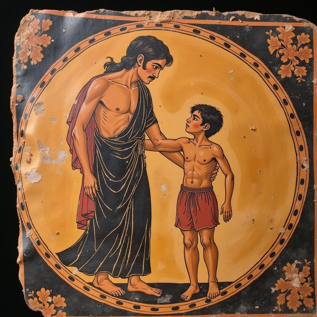 Ancient Greek Pottery Depicting a Pederastic Scene