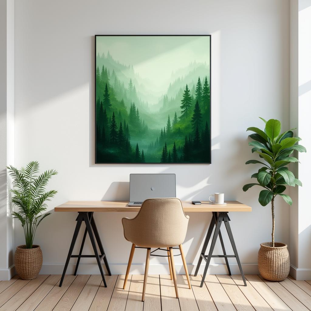 Green Art Prints in a Home Office