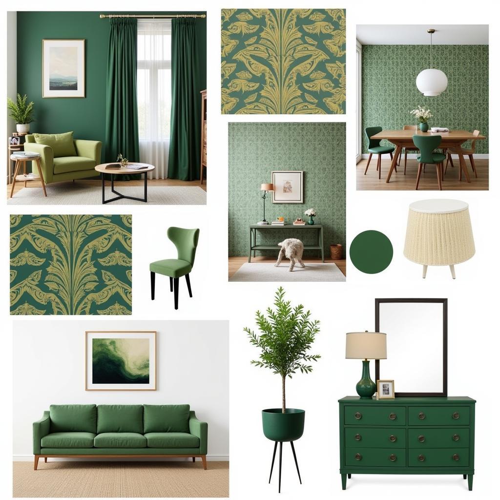 Modern Applications of Green and Gold Art Deco Wallpaper