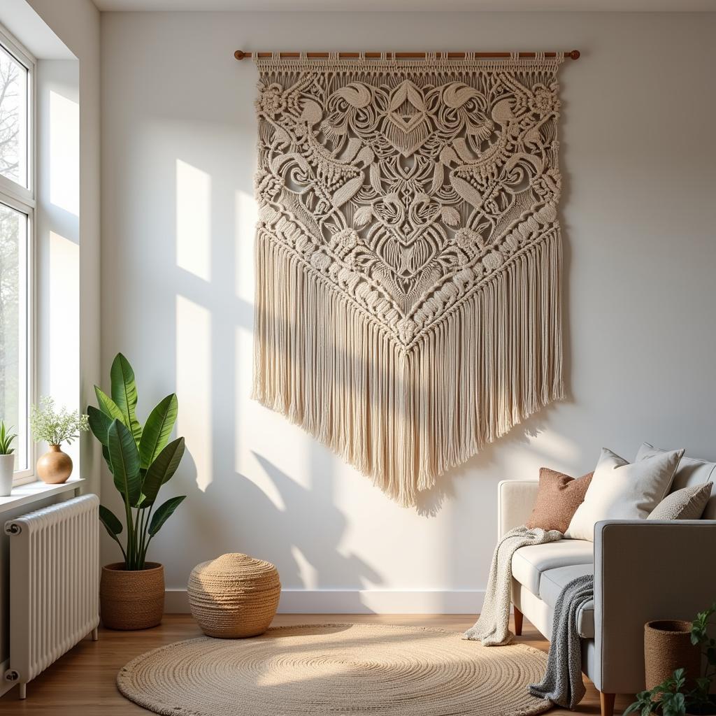 Handcrafted macrame tapestry wall art