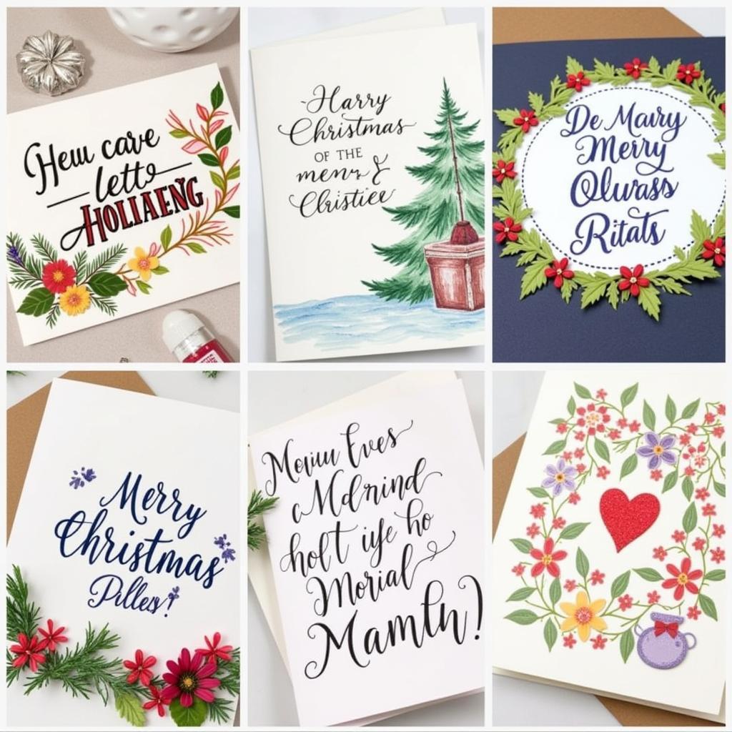 A selection of beautifully handcrafted art holiday cards showcasing intricate details and personalized touches.