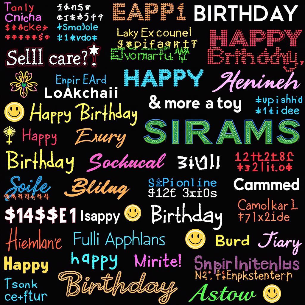 Examples of Happy Birthday ASCII Text Art