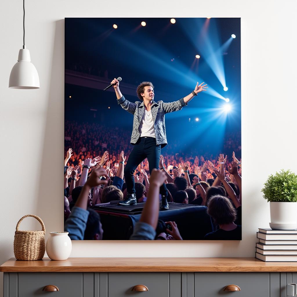 Vibrant Concert Photography of Harry Styles as Wall Art