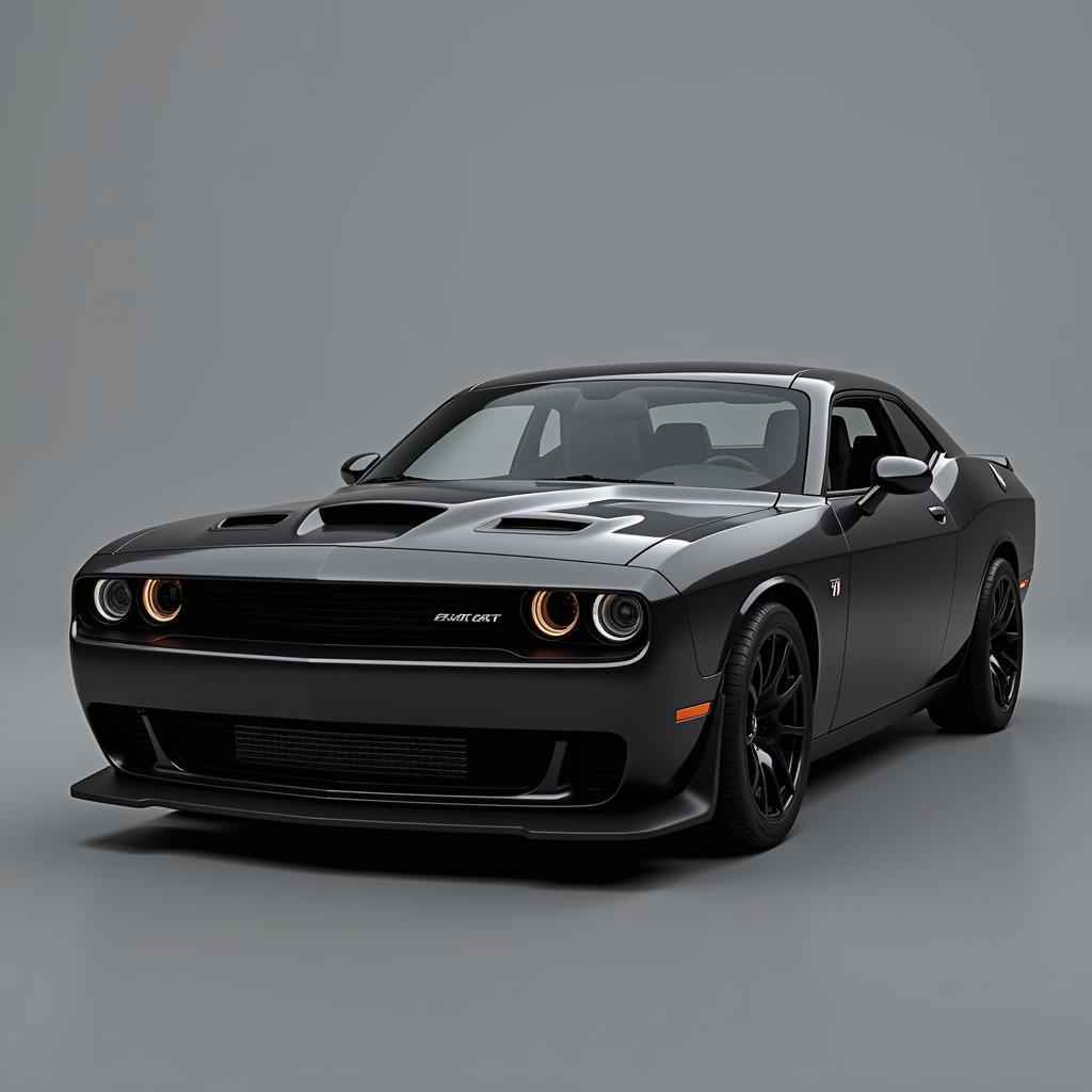 Hellcat Realistic Rendering: A digitally rendered image showcasing the precise details and sleek lines of a Dodge Hellcat.