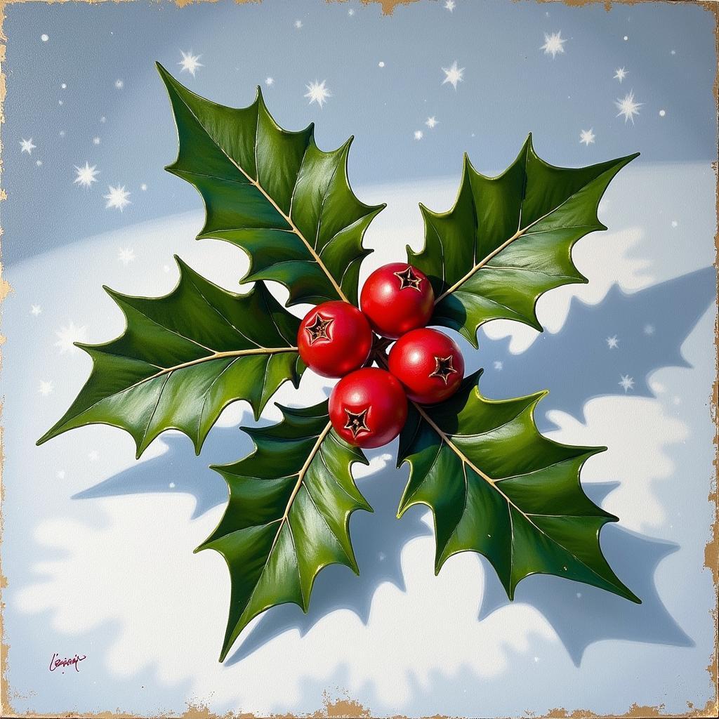 Traditional Holly Berries Christmas Painting