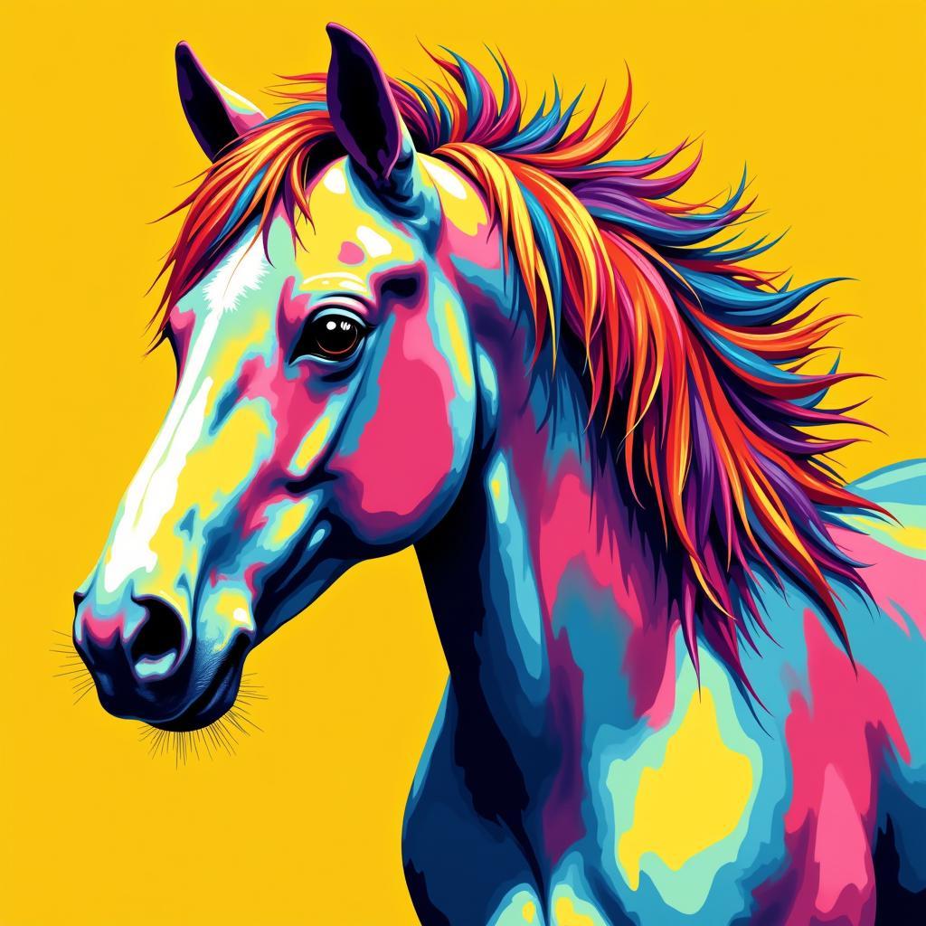 Horse Pop Art with Colorful Mane