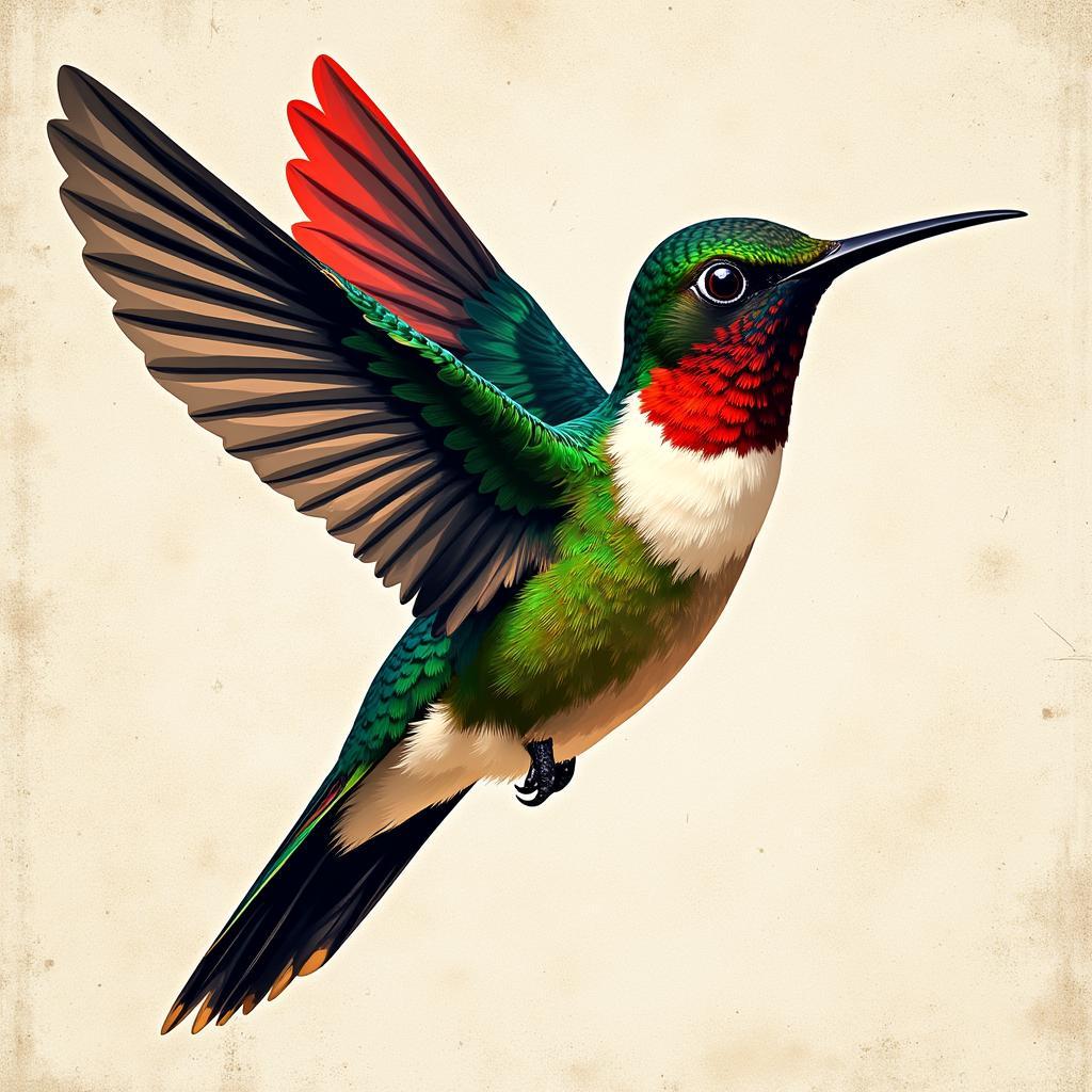 Hummingbird Art Print in Abstract Style