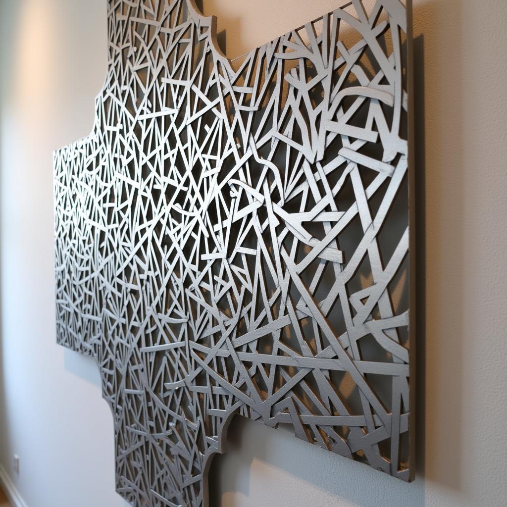 Abstract Metal Wall Sculpture Inspired by the Hundred Dollar Bill