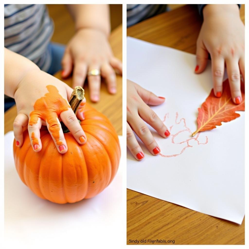 Infant Fall Art Activities: Pumpkin Painting and Leaf Rubbings