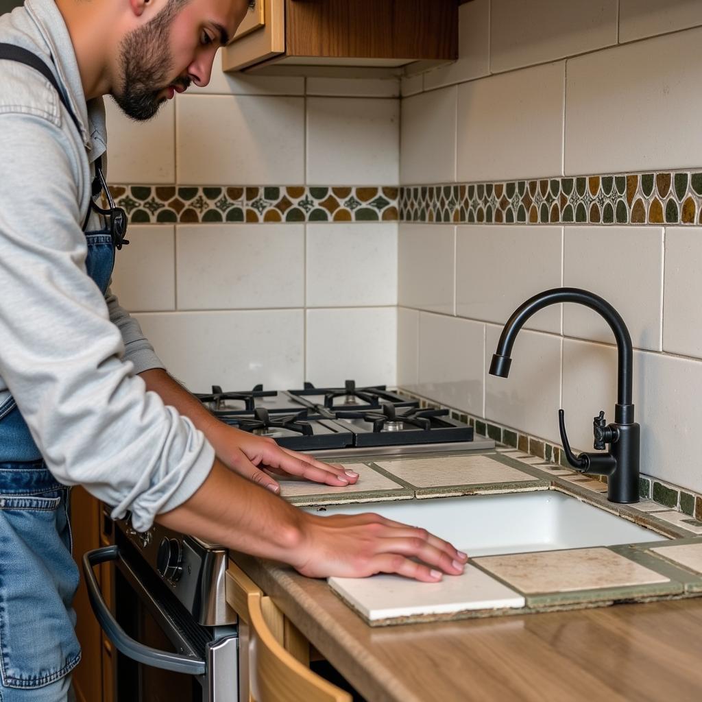 Installing Arts and Crafts Backsplash Tile